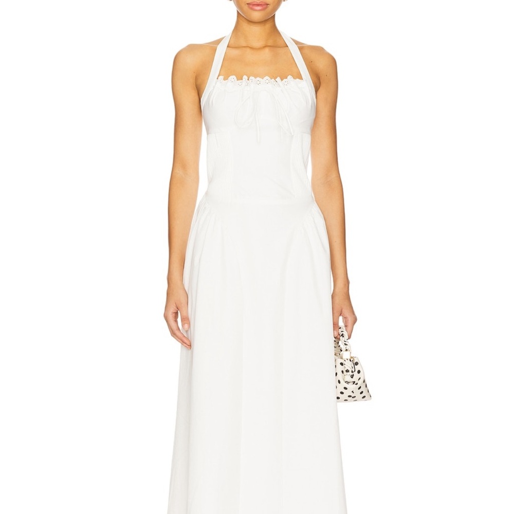 Chic White Halter Midi Dress